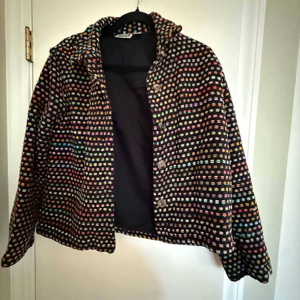 Vintage Burning Man Festival Multicolored Silk/Cotton Chicos Women's Jacket